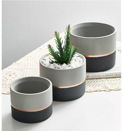 Cache-pot sur pied bas design effet ciment Ultra - vue 8 sur 12