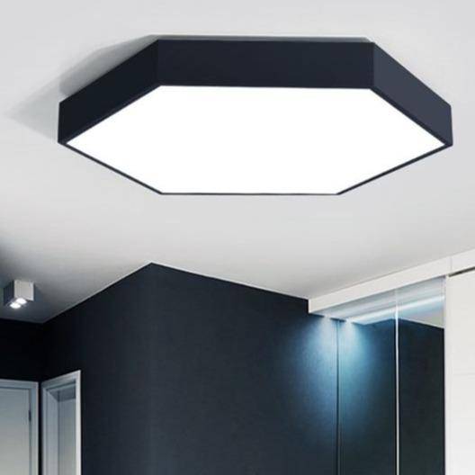 Plafonnier LED hexagone noir - vue 3 sur 2