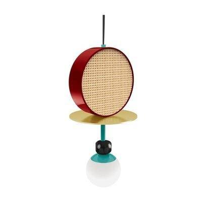 Suspension design à LED avec abat-jour disque en métal coloré - vue 8 sur 15