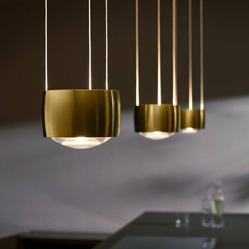 Suspension design à LED arrondie en métal doré Loft - vue 4 sur 5