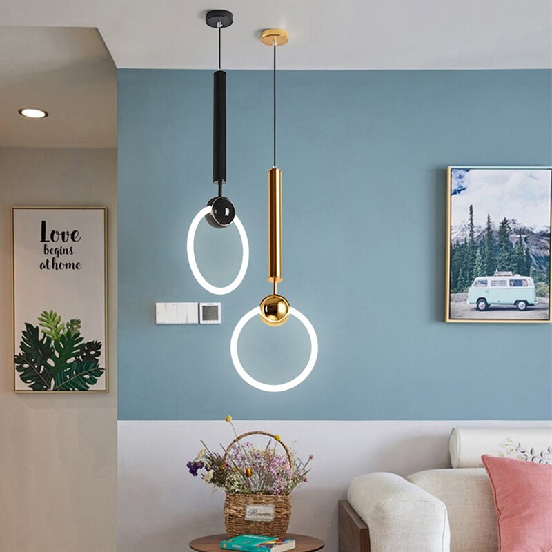 Suspension moderne LED minimaliste et dorée Melania