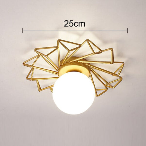 Plafonnier moderne LED avec soleil métallique et globe Sana