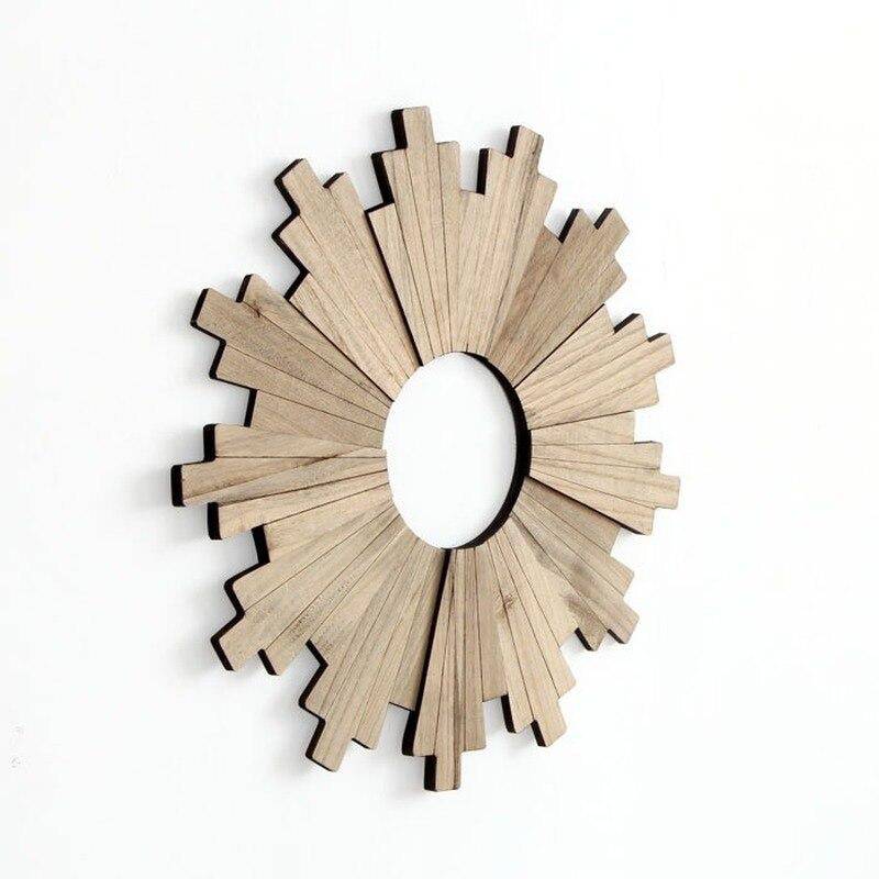 Grand miroir design en bois style Sun