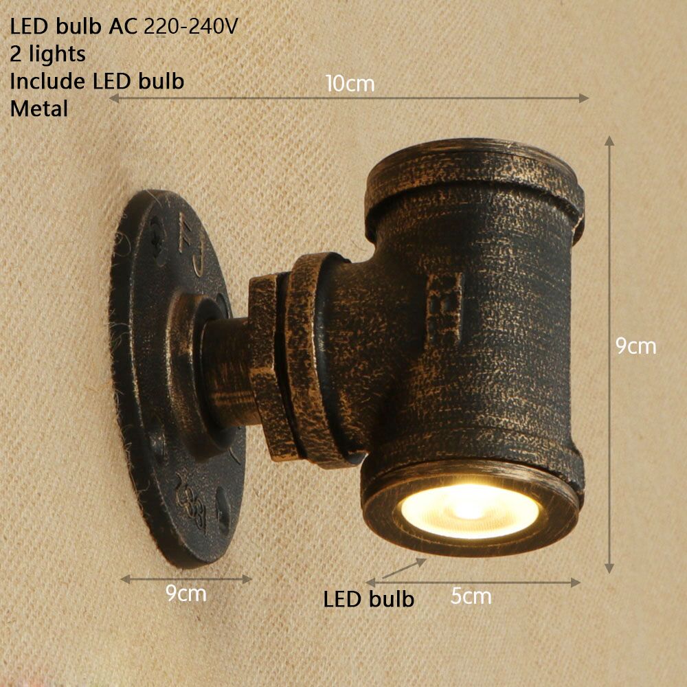Applique murale retro LED style tuyau métallique Tino - vue 13 sur 14