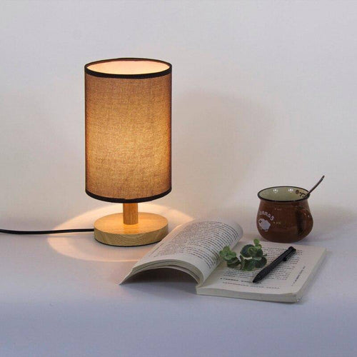 Lampe de chevet avec abat-jour en tissu cylindrique