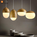 Suspension moderne LED avec abat-jour arrondi en bois style Marla