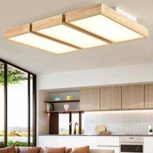 Plafonnier en bois à LED avec 1 ou plusieurs rectangles