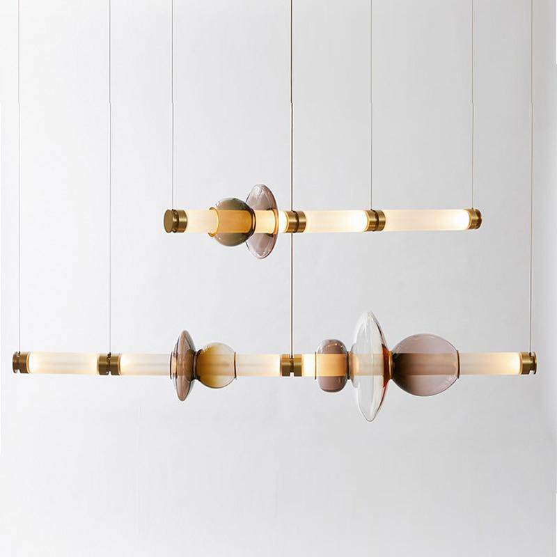 Suspension design à LED allongée en verre aux formes ovales Luxury