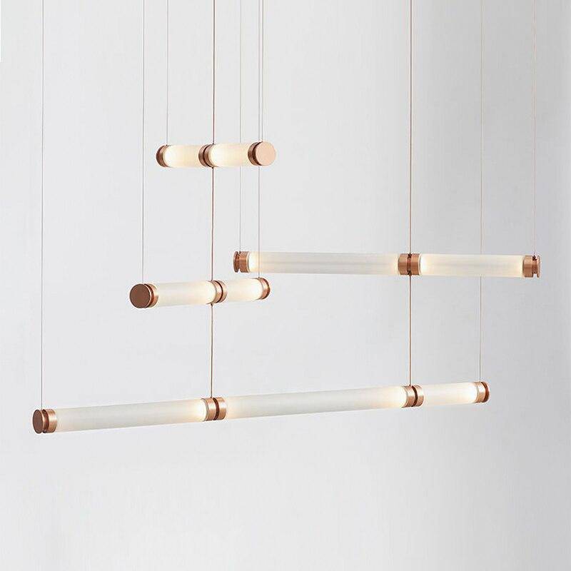 Suspension design à LED allongée en verre aux formes ovales Luxury