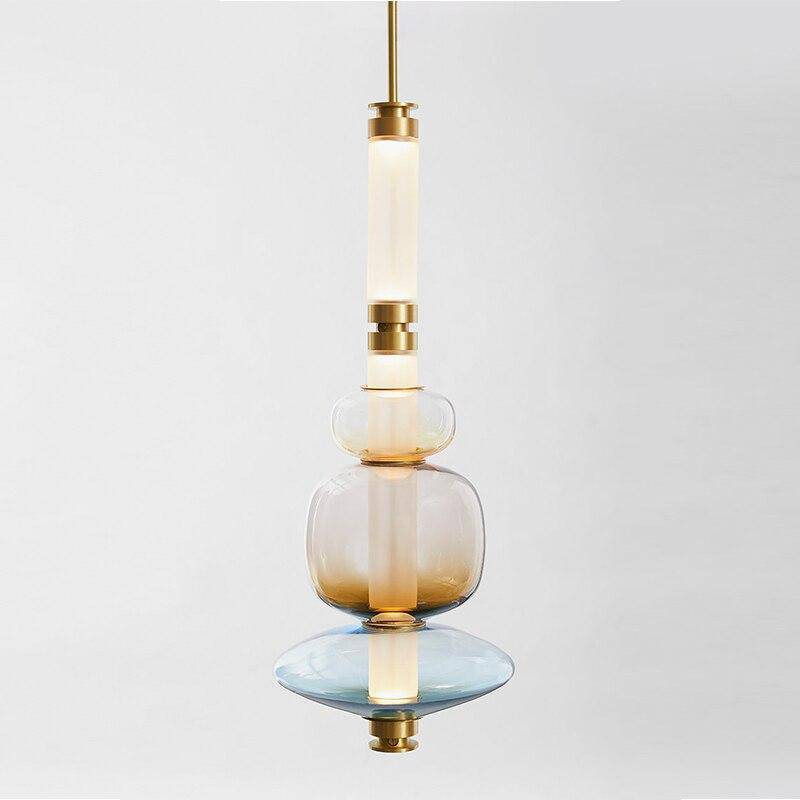 Suspension design à LED allongée en verre aux formes ovales Luxury