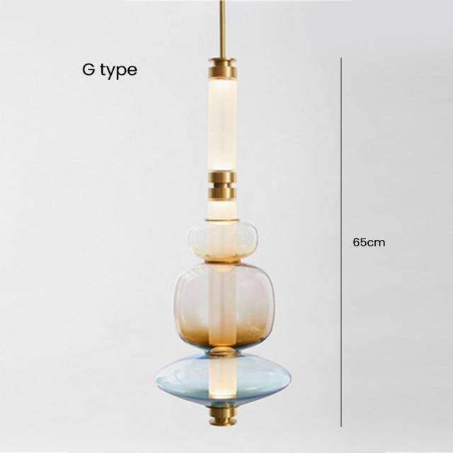 Suspension design à LED allongée en verre aux formes ovales Luxury