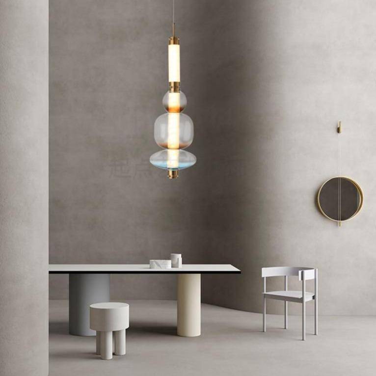 Suspension design à LED allongée en verre aux formes ovales Luxury