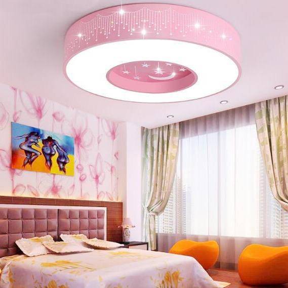Plafonnier enfant LED rond avec étoiles et lune - vue 2 sur 4