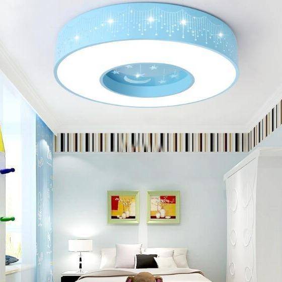 Plafonnier enfant LED rond avec étoiles et lune - vue 3 sur 4