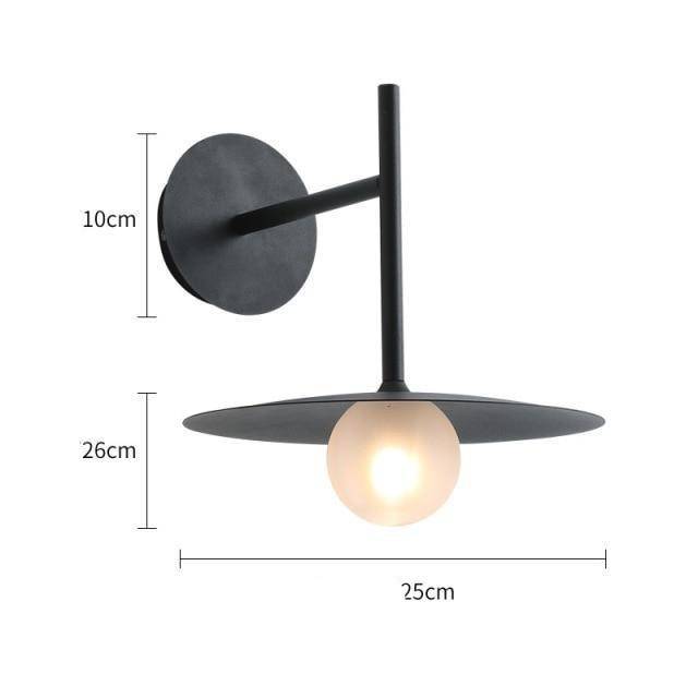 Applique murale design à LED en métal avec abat-jour et boule verre Loft - vue 6 sur 7