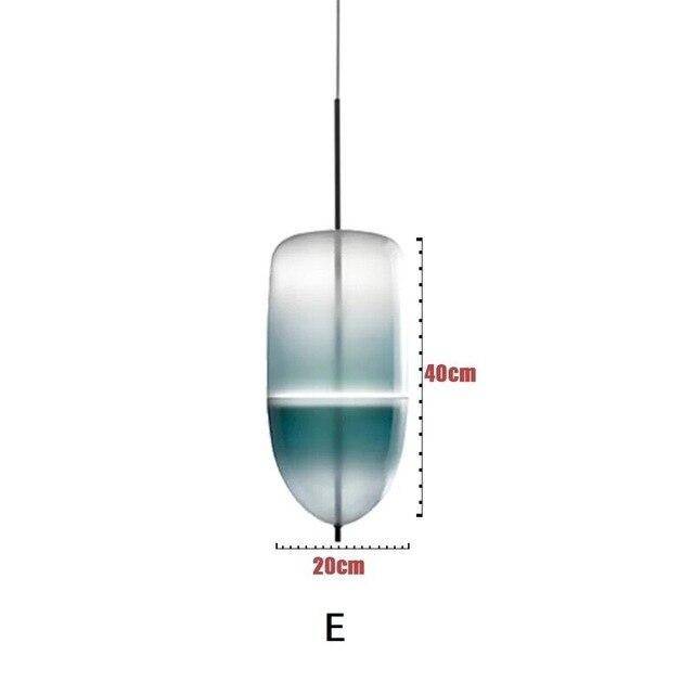 Suspension design LED en verre bleu de plusieurs formes