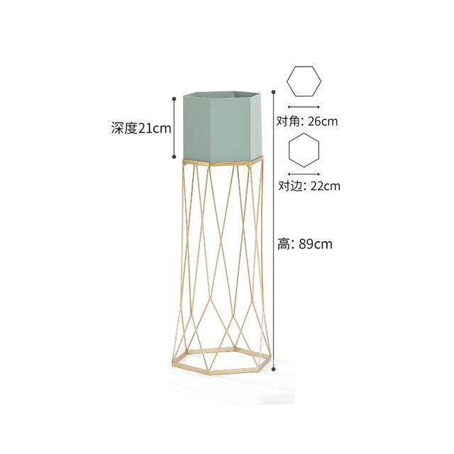 Piédestal sur pied haut design en métal avec pot géométrique