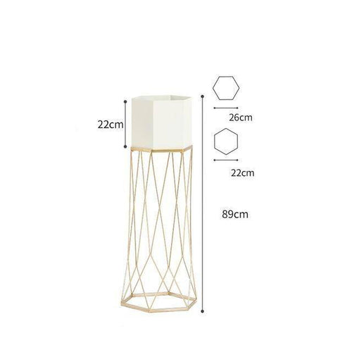 Piédestal sur pied haut design en métal avec pot géométrique