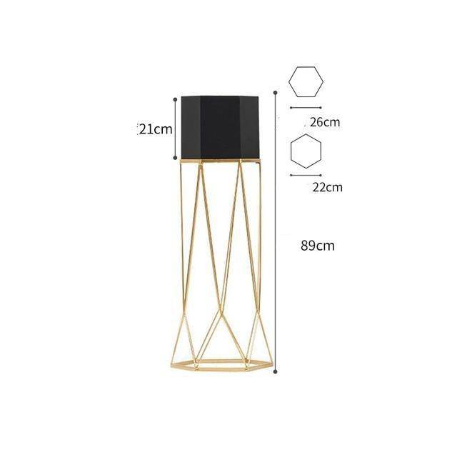 Piédestal sur pied haut design en métal avec pot géométrique