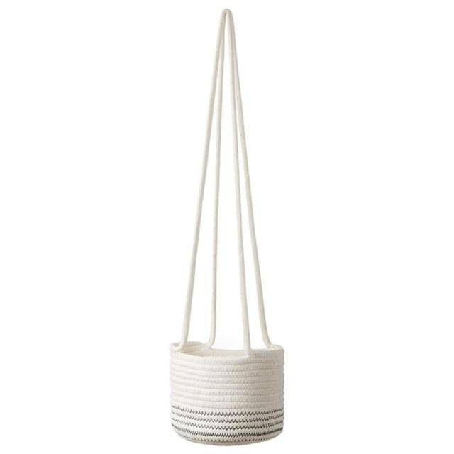 Cache-pots suspendu en toile de jute style scandinave - vue 8 sur 8