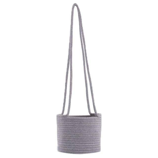 Cache-pots suspendu en toile de jute style scandinave - vue 6 sur 8