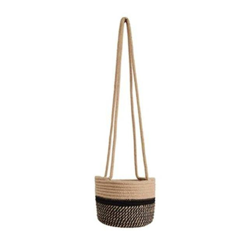 Cache-pots suspendu en toile de jute style scandinave