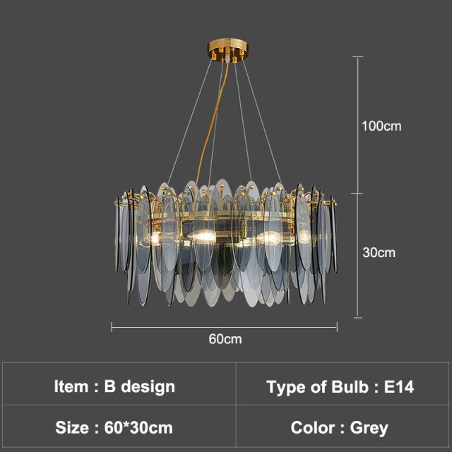 Lustre moderne avec lames en verre luxury Valentina
