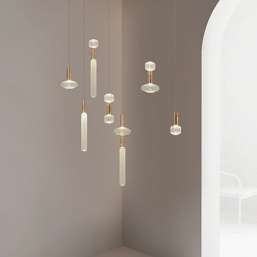 Suspension moderne LED avec différentes formes en verre Florina