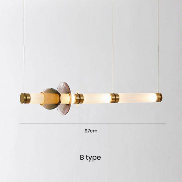 Suspension design à LED allongée en verre aux formes ovales Luxury