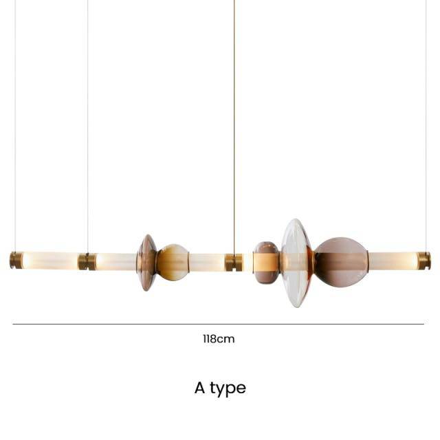 Suspension design à LED allongée en verre aux formes ovales Luxury