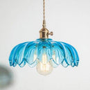Coloured glass pendant light vintage Japanese flower style