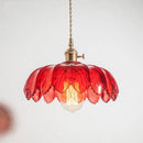 Coloured glass pendant light vintage Japanese flower style