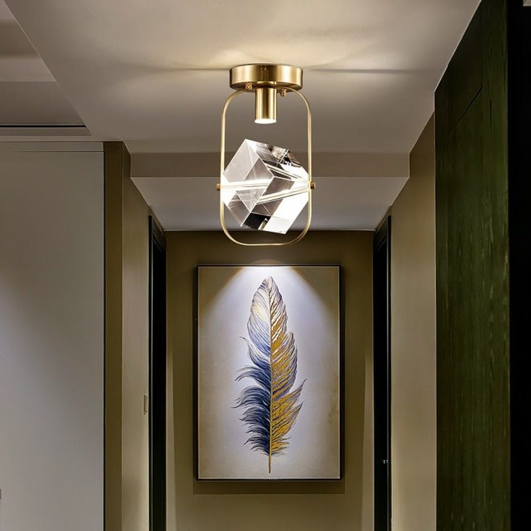 Plafonnier moderne LED avec cristal carré Sollya