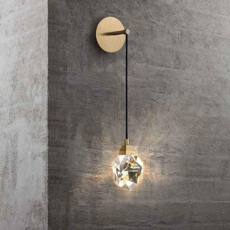 Applique murale design à LED avec verre en pierre de cristal Loft - vue 3 sur 4