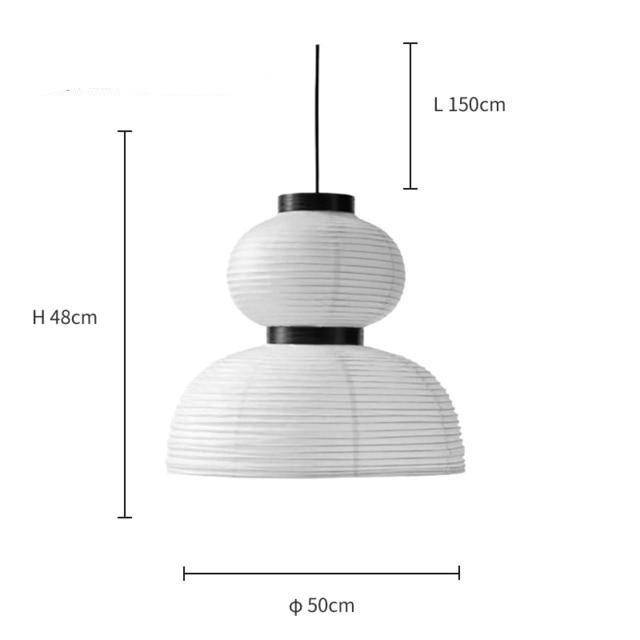 Suspension rétro LED en papier de riz blanc style Danish - vue 7 sur 8
