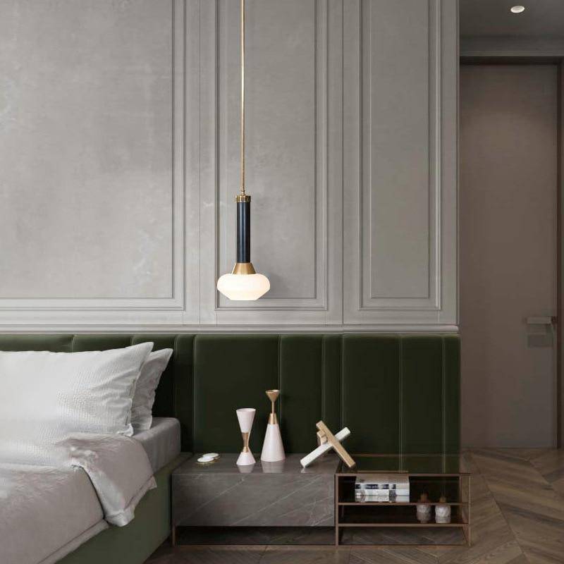 Suspension design à LED en métal dorée et verre Loft - vue 5 sur 7