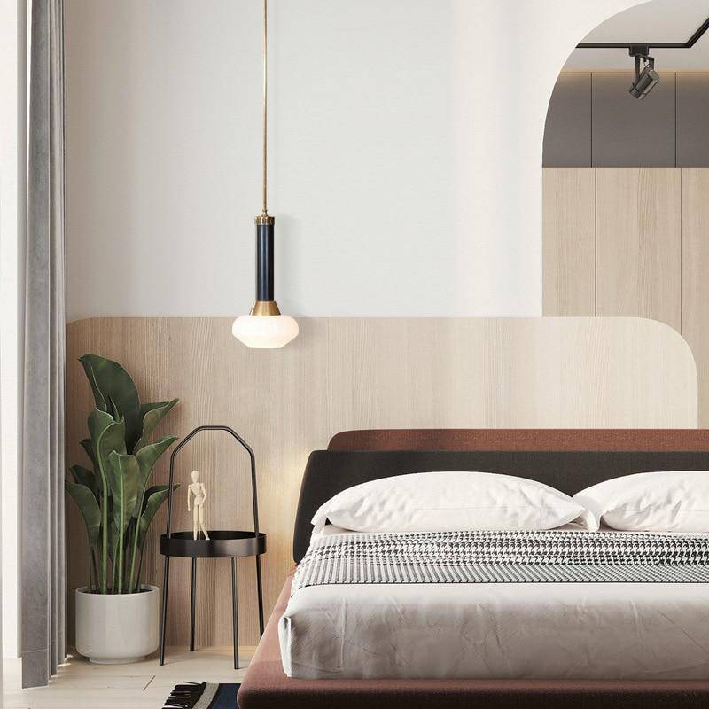 Suspension design à LED en métal dorée et verre Loft - vue 4 sur 7
