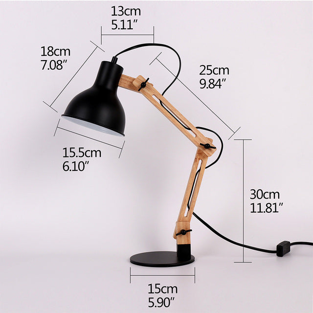 Lampe de bureau moderne en bois articulée Vaz
