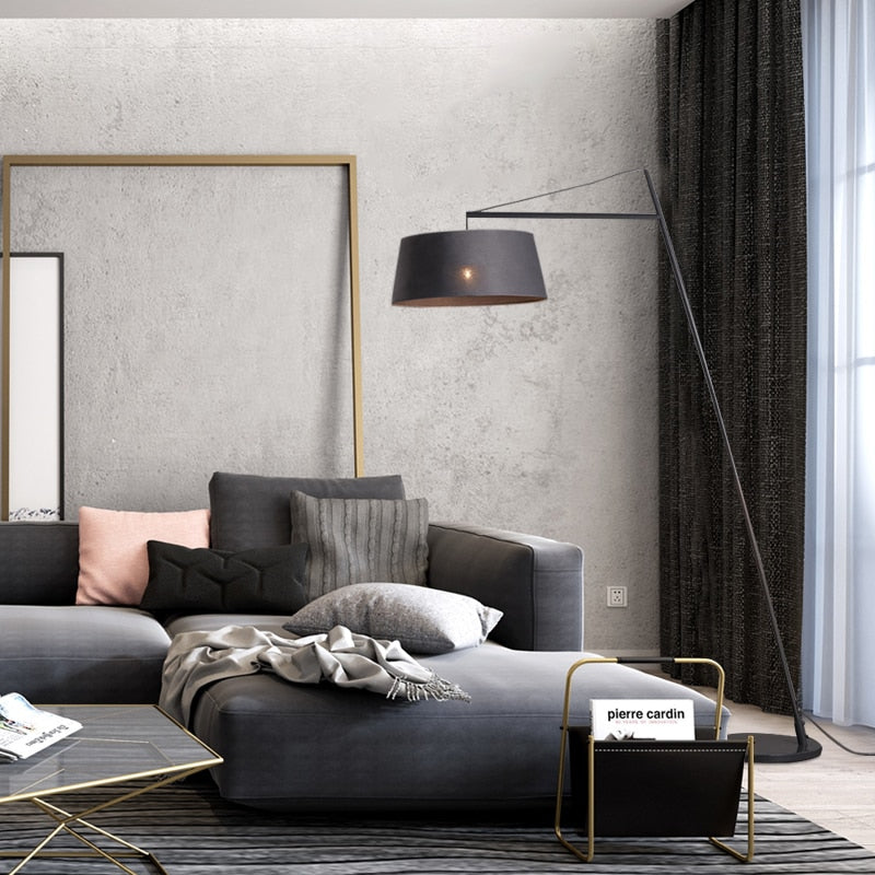 Lampadaire moderne LED avec abat-jour droit tambour Lorya - vue 5 sur 7