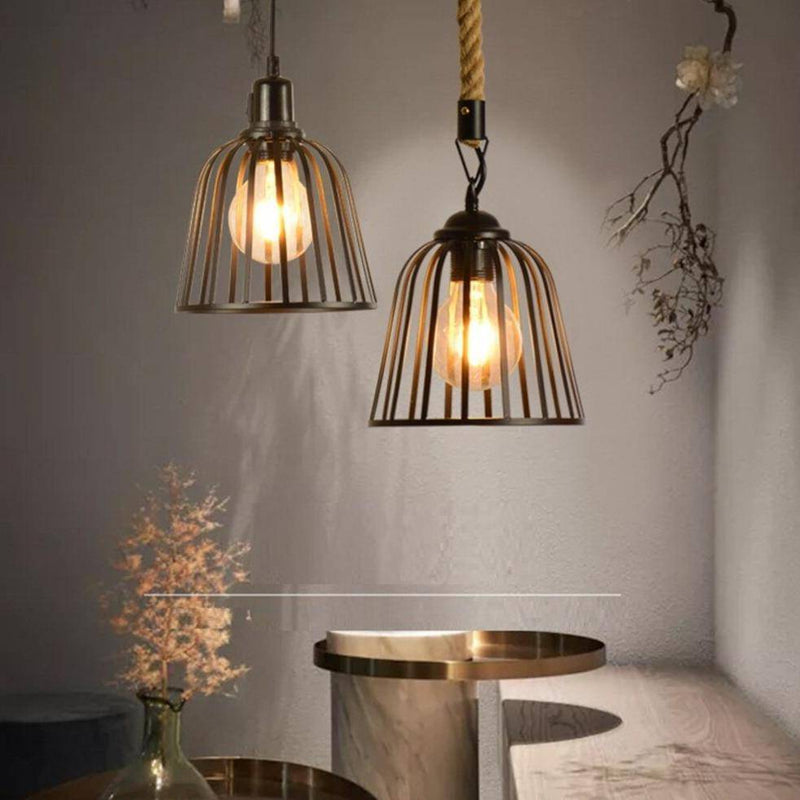 Suspension rétro LED style cage en métal Hang