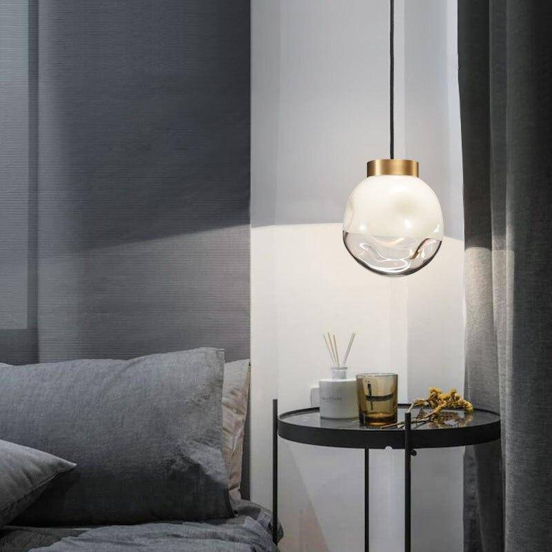Suspension design à LED en verre et métal doré Hang - vue 3 sur 4