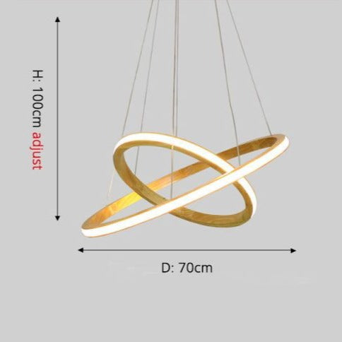 Lustre moderne LED avec anneau en bois lumineux Ibarne