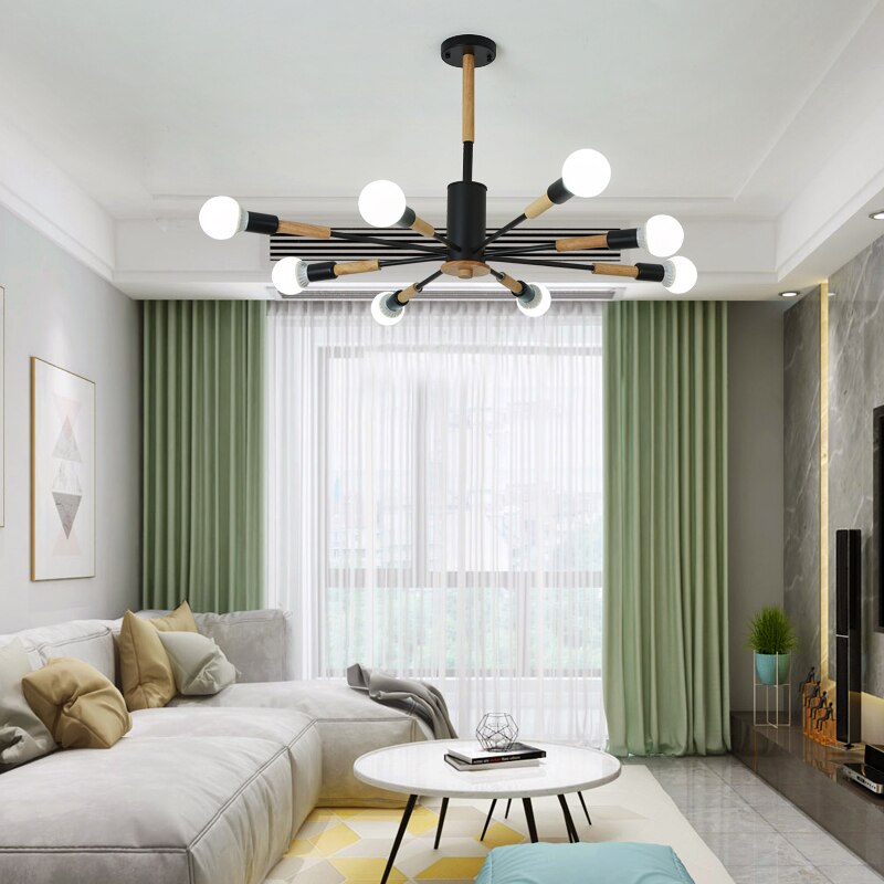 Lustre scandinave en bois et métal en forme de molécule Mencya - vue 5 sur 9