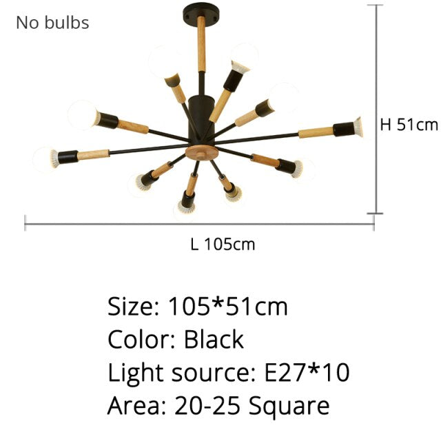 Lustre scandinave en bois et métal en forme de molécule Mencya - vue 9 sur 9