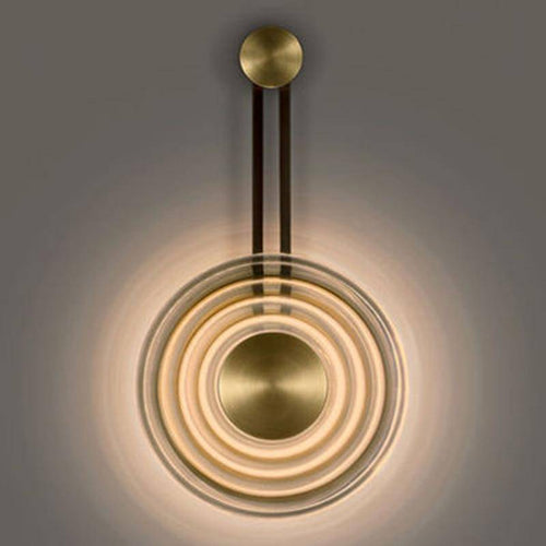 Gold minimalist disc LED wall light - vue 4 sur 5