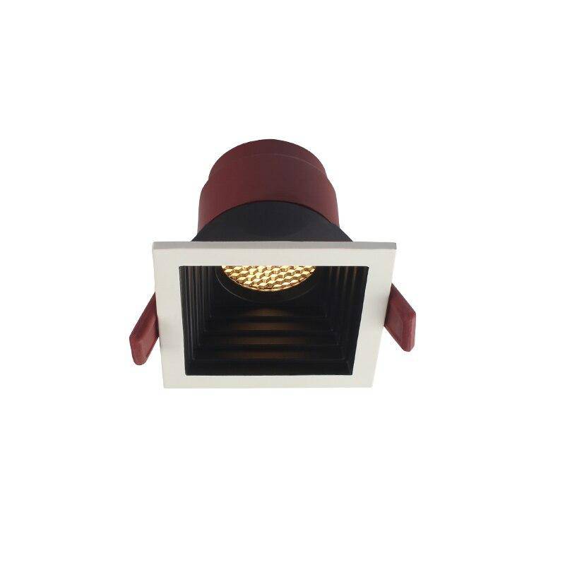 Spot moderne LED carré aux bords épais blancs encastré - vue 4 sur 4
