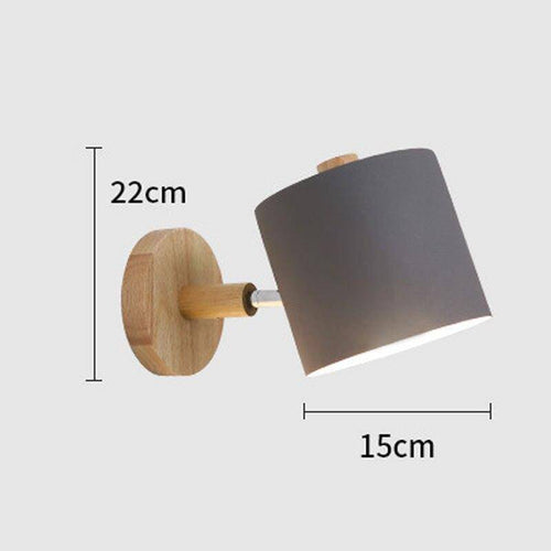 Applique murale moderne LED en bois avec abat-jour arrondi coloré Nordic