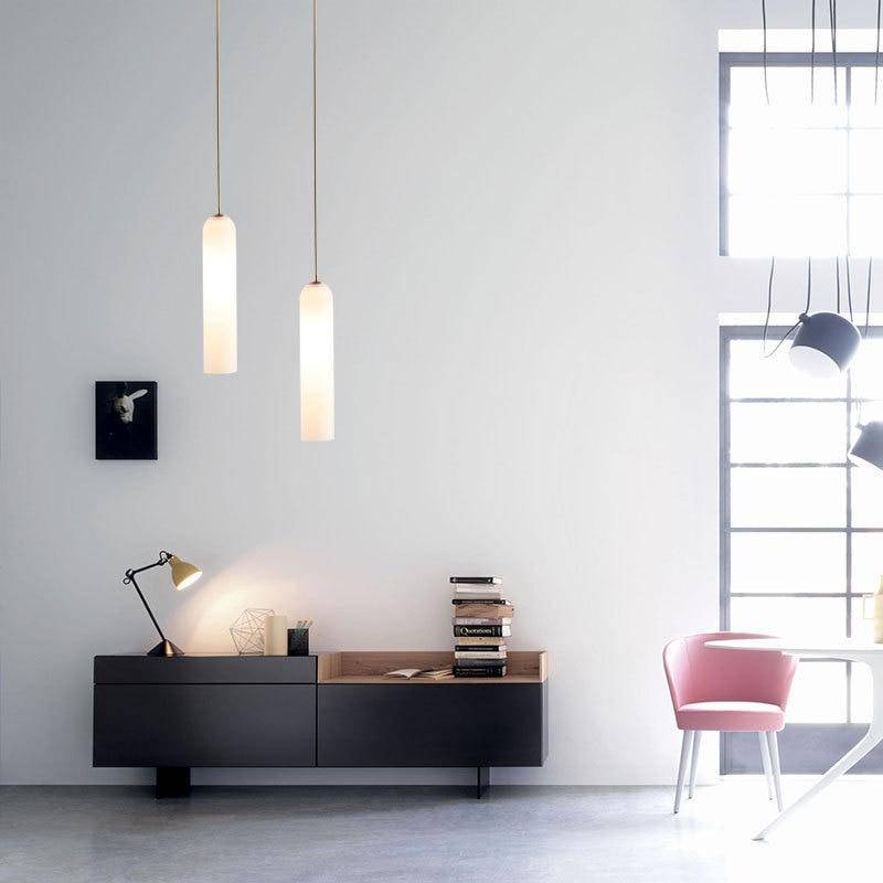Suspension design à LED en verre fondu coloré Loft - vue 3 sur 6