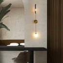 Applique murale design à LED dorée avec tige doré et verre Nordic