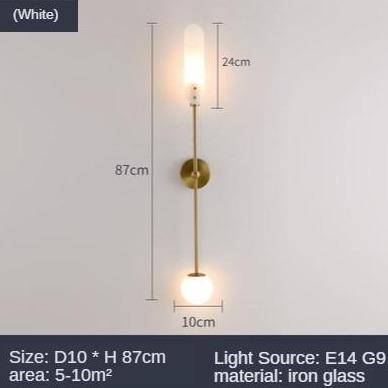 Applique murale design à LED dorée avec tige doré et verre Nordic